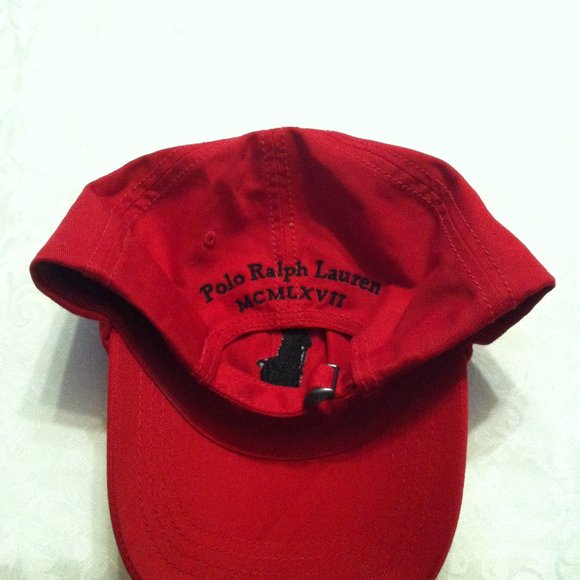 710973303001_sivasdescalzo-  POLO RALPH LAUREN MEN\'S PRE-OWNED DARK RED 100%COTTON HAT ONE SIZE